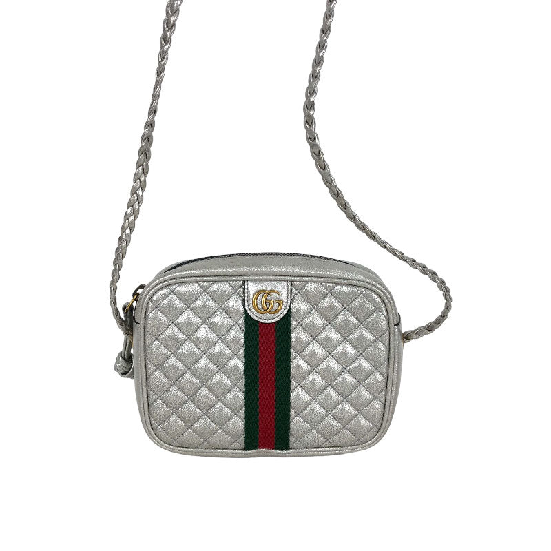 グッチ GUCCI キルティング ショルダーバッグ 536441 シルバー レザー レディース ショルダーバッグ 中古ブランドリユースショップ  OKURA(おお蔵)