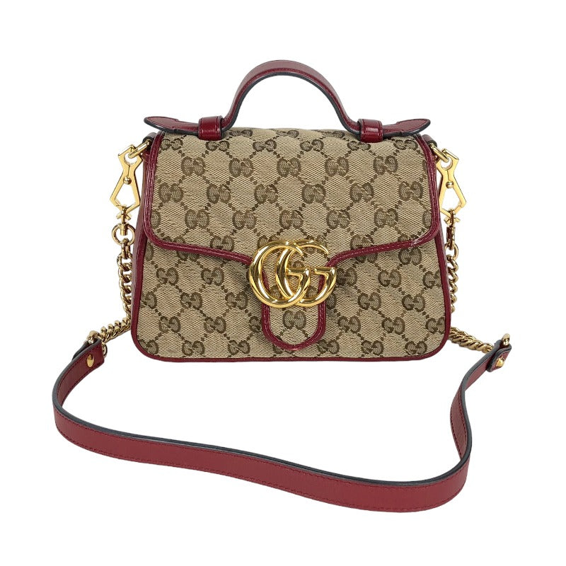 グッチ GUCCI ミニトップハンドル 583571 ベージュ×レッド GG ...