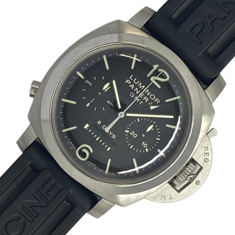 パネライ PANERAI ルミノール1950 8デイズ モノプルサンテGMT PAM00275 ブラック SS/ラバーベルト 手巻き メンズ 腕時計