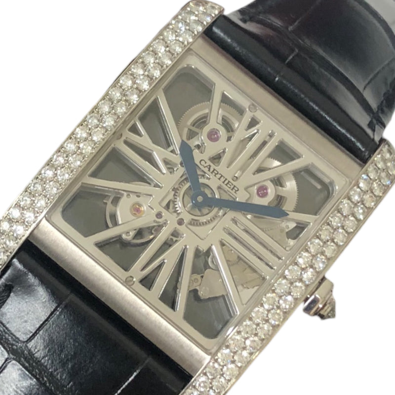 カルティエ Cartier タンクMC HPI00634 グレー K18WG/革ベルト