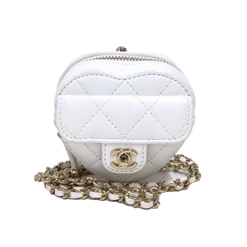 シャネル CHANEL ハート チェーンショルダー AP2783 32番台 ホワイト ゴールド金具 ラムスキン レディース ショルダーバッグ |  中古ブランドリユースショップ OKURA(おお蔵)