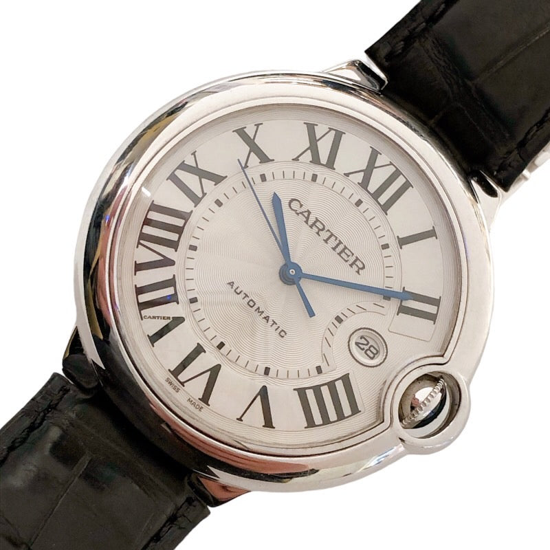 カルティエ Cartier バロンブルーLM W6901351 シルバー K18WG/革ベルト 自動巻き メンズ 腕時計 |  中古ブランドリユースショップ OKURA(おお蔵)