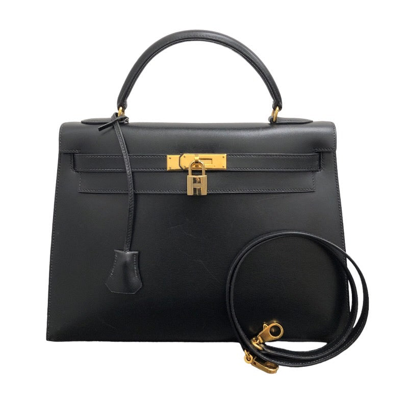 エルメス HERMES ケリー32 外縫い ○Z刻印 ブラック/GD金具 ボックス 