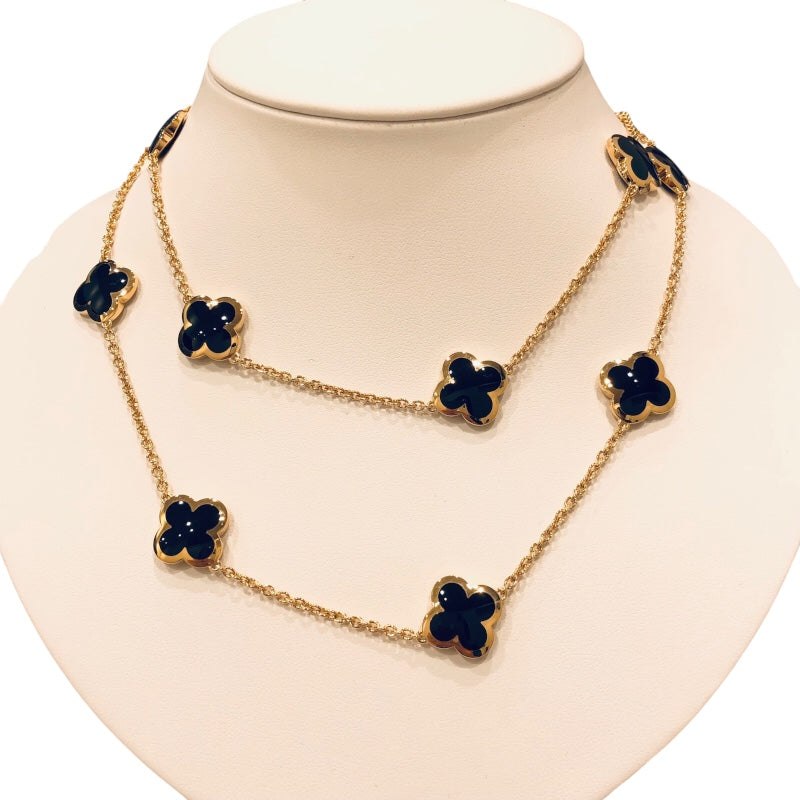 ヴァンクリーフ＆アーペル Van Cleef & Arpels ピュアアルハンブラ ロングネックレス 14P オニキス 750YG K18イ |  中古ブランドリユースショップ OKURA(おお蔵)