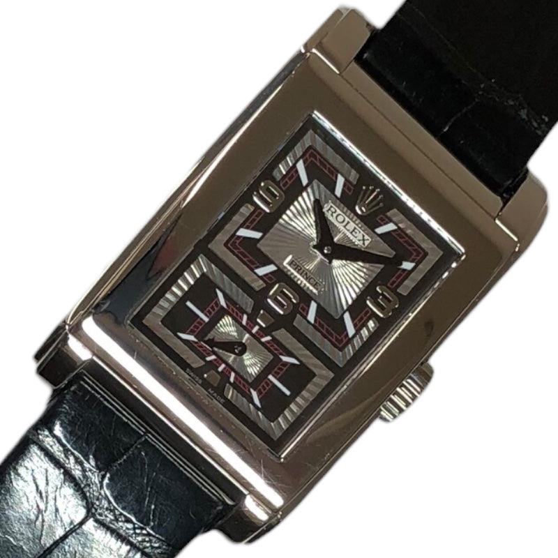 ロレックス ROLEX チェリーニプリンス 5443/9 ブラック K18ホワイトゴールド クロコベルト メンズ 腕時計