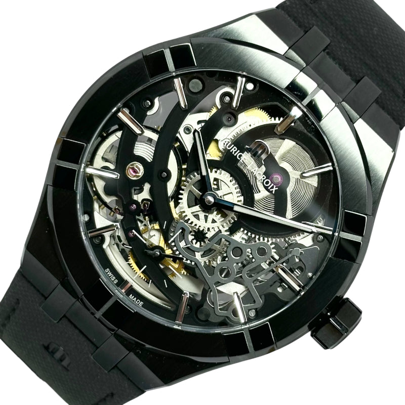 モーリス・ラクロア MAURICE LACROIX アイコン オートマティック スケルトンブラック 世界250本限定  AI6028-PVB01-030-1 ステンレススティール（ブラックPVD） 腕時計