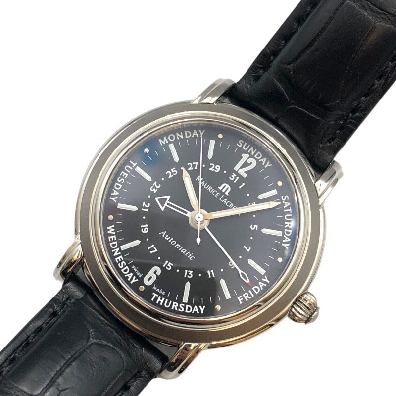 Maurice Lacroix 自動巻き腕時計 ブラック モーリス・ラクロア MAURICE LACROIX マスターピース ファイブハンズ