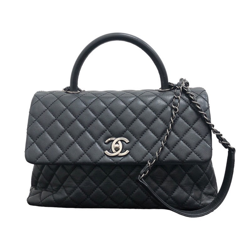 シャネル CHANEL ココハンドル32 A92992 ブラック キャビアスキン レディース ハンドバッグ