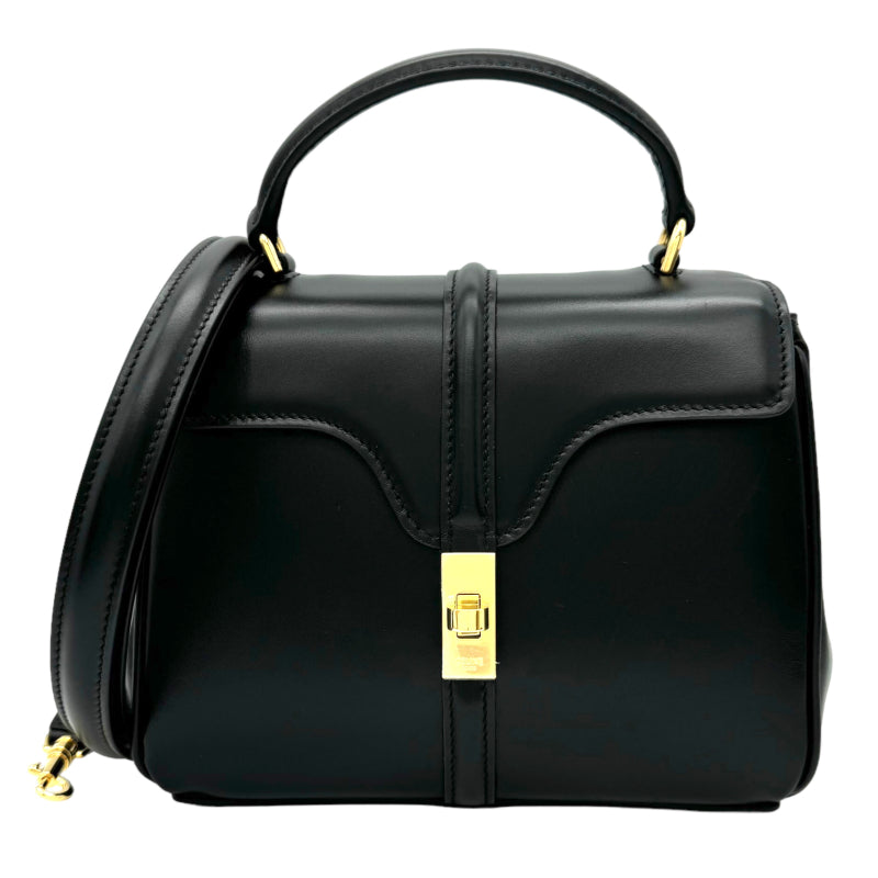 セリーヌ CELINE 16セーズ ミニ 188003 ブラック ゴールド金具 カーフレザー レディース ハンドバッグ |  中古ブランドリユースショップ OKURA(おお蔵)