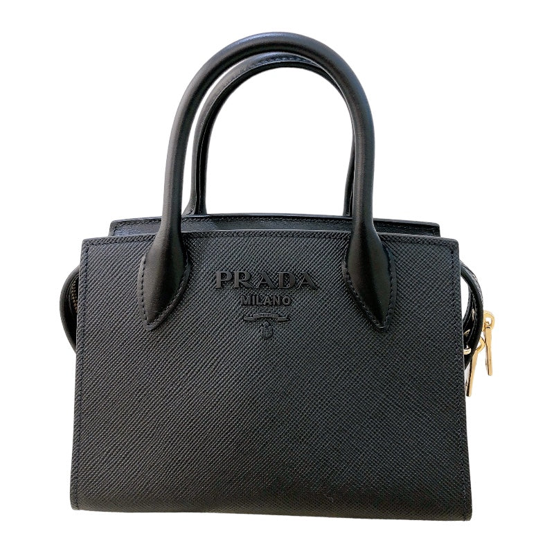 プラダ PRADA モノクローム2WAYバッグ 1BA269 ブラック ゴールド金具 ...