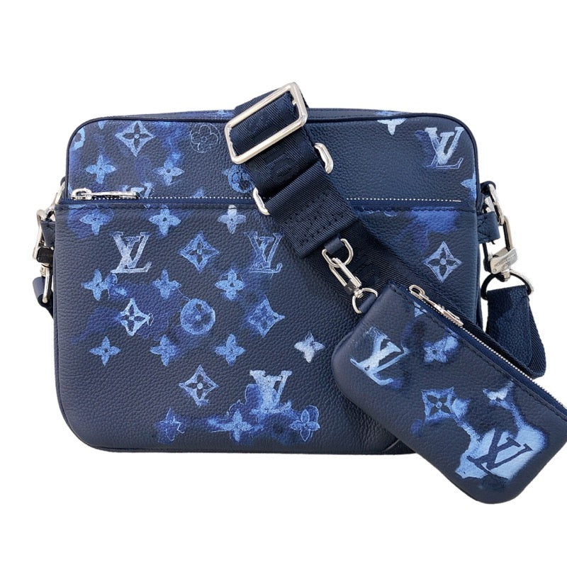 ルイ・ヴィトン LOUIS VUITTON トリオ・メッセンジャー M57840 ネイビー ブルー シルバー金具 ウォーターカラー・モノグラム メンズ  ショルダーバッグ