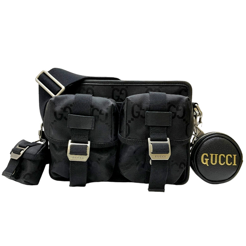 グッチ GUCCI オフ ザ グリッド ショルダーバッグ 701108 ブラック GGキャンバス/レザー メンズ ショルダーバッグ