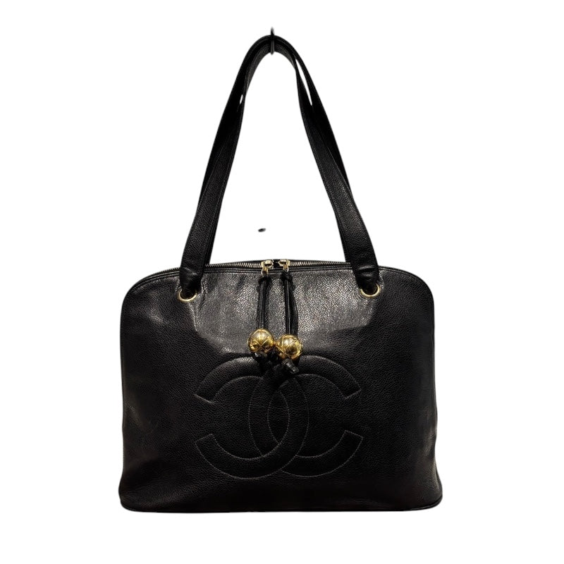 シャネル CHANEL ココマーク キャビアスキン ハンドバッグ ブラック