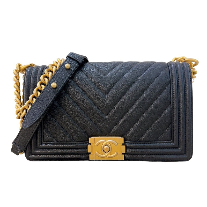 シャネル CHANEL ボーイシャネル25　Vステッチ A67086 ブラック/GD金具 キャビアスキン レディース ショルダーバッグ