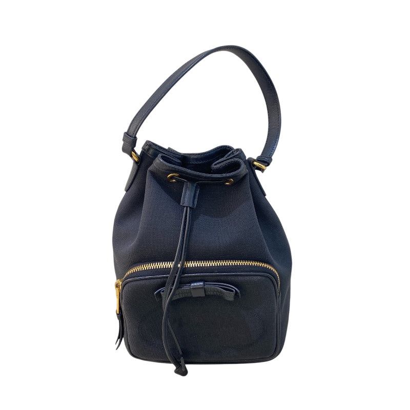 プラダ PRADA ロゴジャガード 2Wayバケットバッグ 1BH038 ブラック 