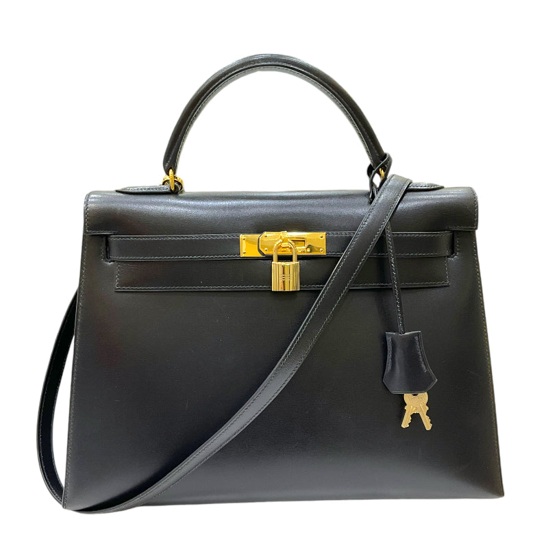 【美品】HERMÈS エルメス ケリー 32 ブラック ゴールド金具 エルメス HERMES ケリー32 外縫い 〇X刻印 ブラック ゴールド金具