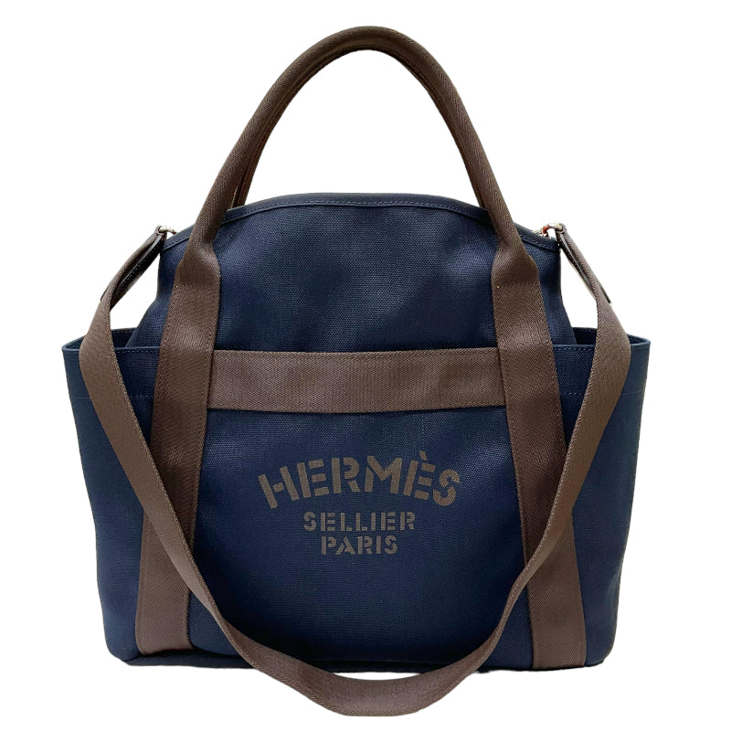 エルメス HERMES サック ド パンサージュ ネイビー×ブラウン×オレンジ キャンバス/レザー メンズ トートバッグ |  中古ブランドリユースショップ OKURA(おお蔵)