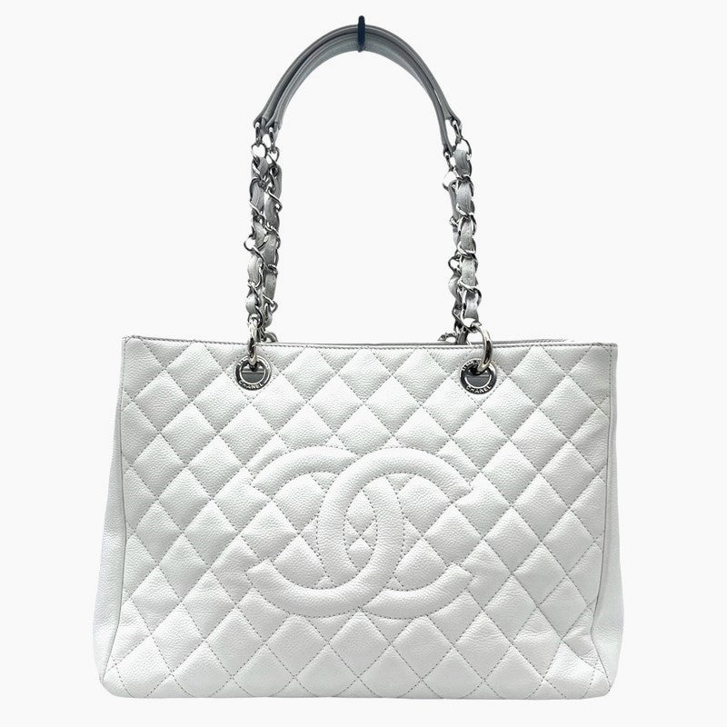 シャネル CHANEL GST チェーントート A50995 ホワイト シルバー金具 キャビアスキン レディース ショルダーバッグ |  中古ブランドリユースショップ OKURA(おお蔵)