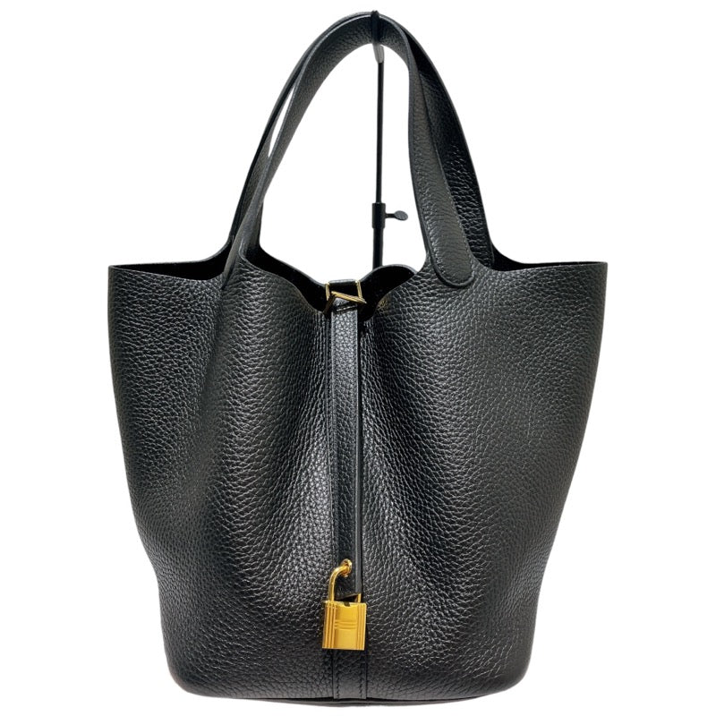 エルメス HERMES ピコタンロックMM U刻(2022年製) ブラック/シルバー金具 トリヨン ハンドバッグ ユニセックス 中古 エルメス ピコタンロック MM ハンドバッグ トート トリヨンクレマンス