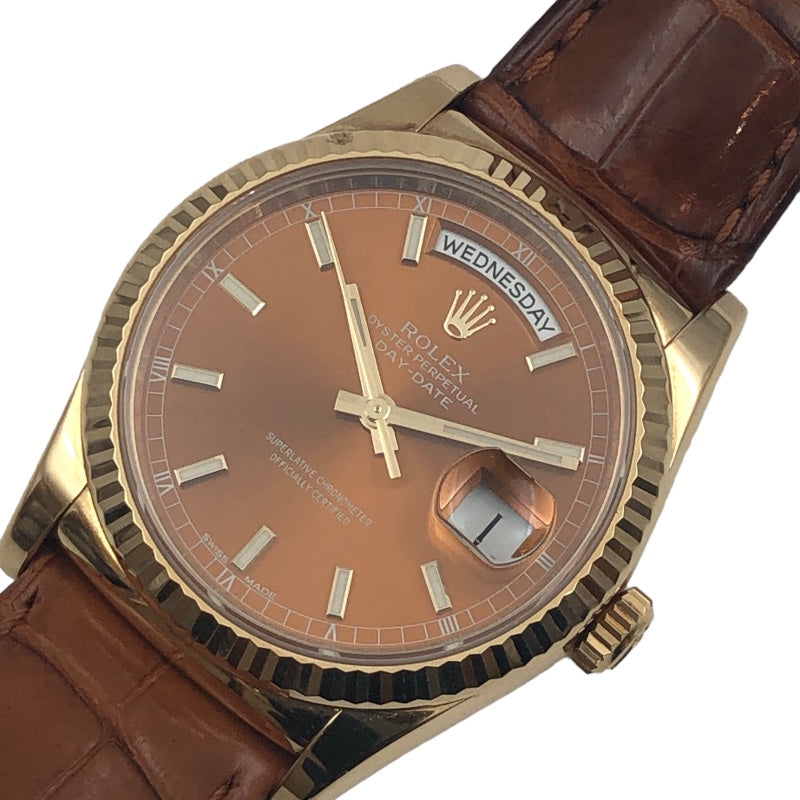 お歳暮・冬ギフト 特集2024 通販  ロレックス K18YG/レザー コニャック 118138 デイデイト ROLEX 時計