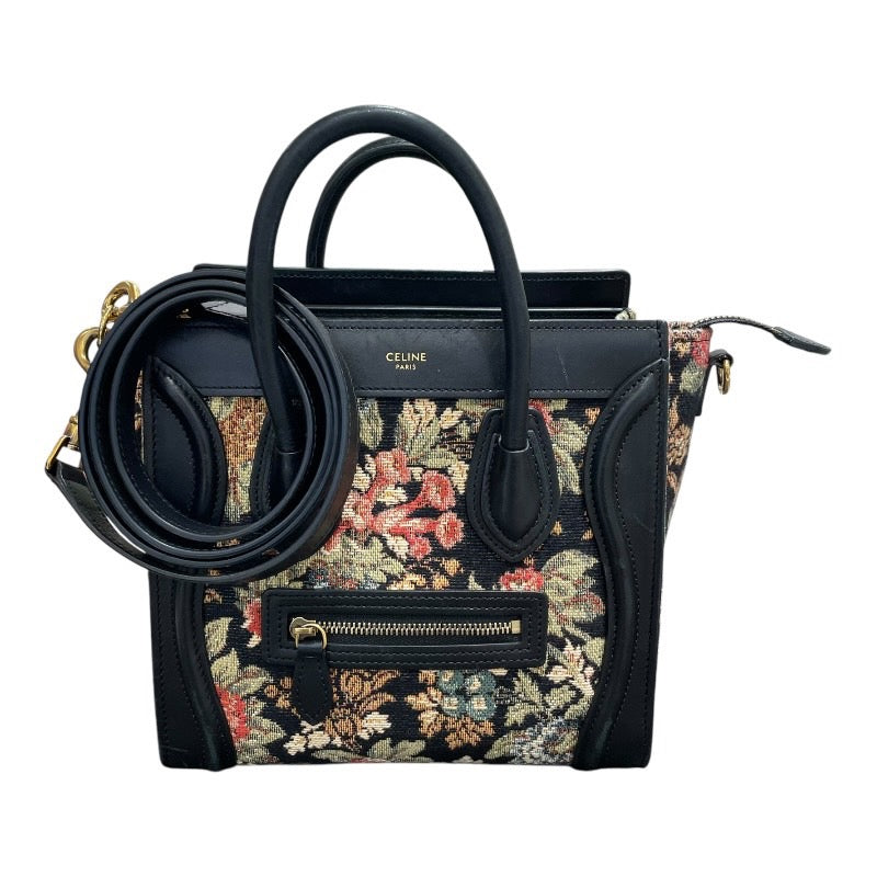 セリーヌ CELINE ラゲージナノショッパー 189242 フラワージャガード×レザー レディース ハンドバッグ | 中古ブランドリユースショップ  OKURA(おお蔵)