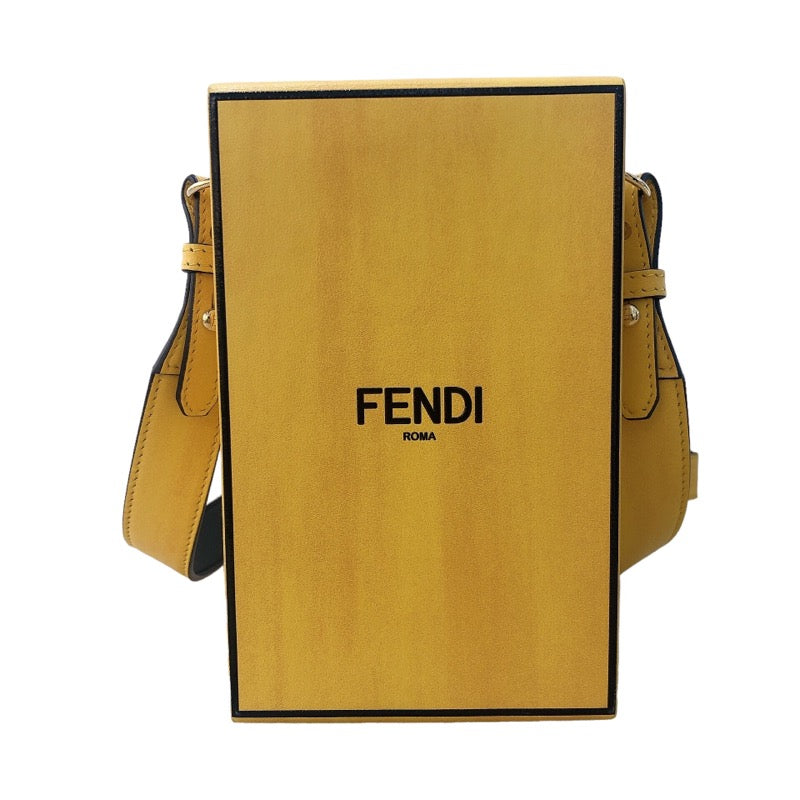 フェンディ FENDI ボックスバッグ 7VA519 イエロー　ゴールド金具 レザー レディース ショルダーバッグ