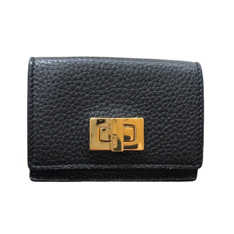 フェンディ FENDI コンパクトウォレット 8M0426 ブラック ゴールド金具 レザー レディース 三つ折り財布 | 中古ブランドリユースショップ  OKURA(おお蔵)