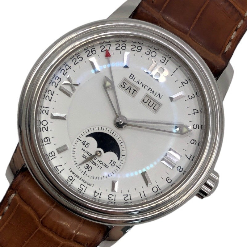 ブランパン BLANCPAIN レマン トリプルカレンダー ムーンフェイズ 2763-1127A-53B ホワイト SS/革ベルト 自動巻き |  中古ブランドリユースショップ OKURA(おお蔵)