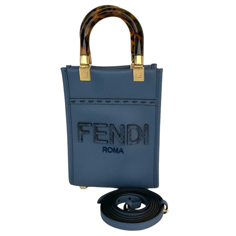 フェンディ FENDI サンシャインショッパーミニ 8BS051 ブルー レザー レディース ハンドバッグ | 中古ブランドリユースショップ  OKURA(おお蔵)