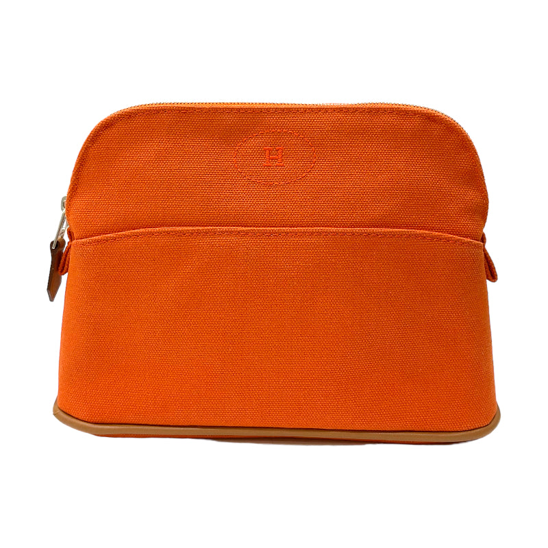 エルメス HERMES ボリードポーチ20 オレンジ コットン/レザー