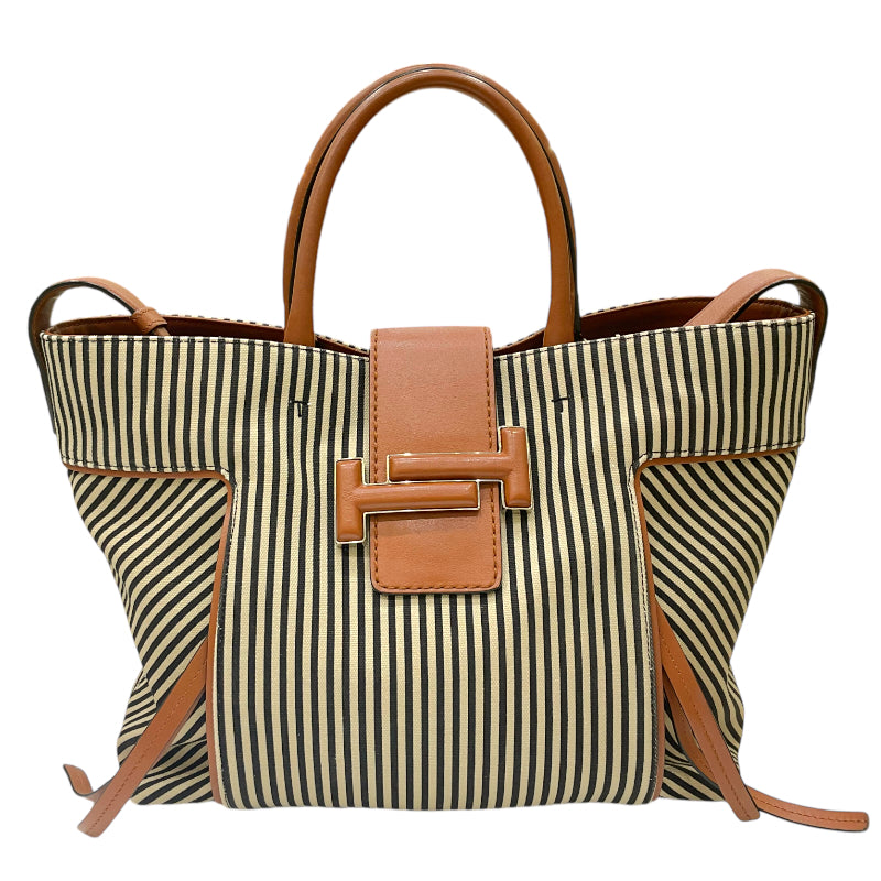 お気にいる トッズ TOD'S ダブルT ショッピング ベージュ×ブラック Bag