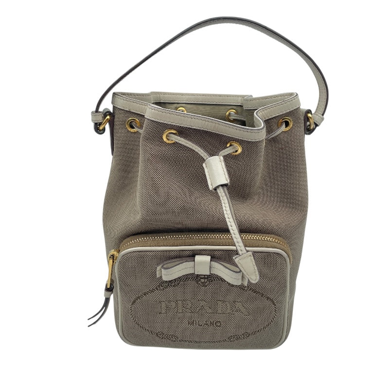 プラダ PRADA ジャガートロゴバケットバッグ 1BH038 カーキ