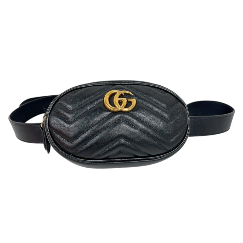 ★本日3/12限定値下げ★ 正規品　美品GUCCI GGマーモント　ベルトバッグ グッチ GUCCI GGマーモント ボディバッグ 476434 ブラック ゴールド