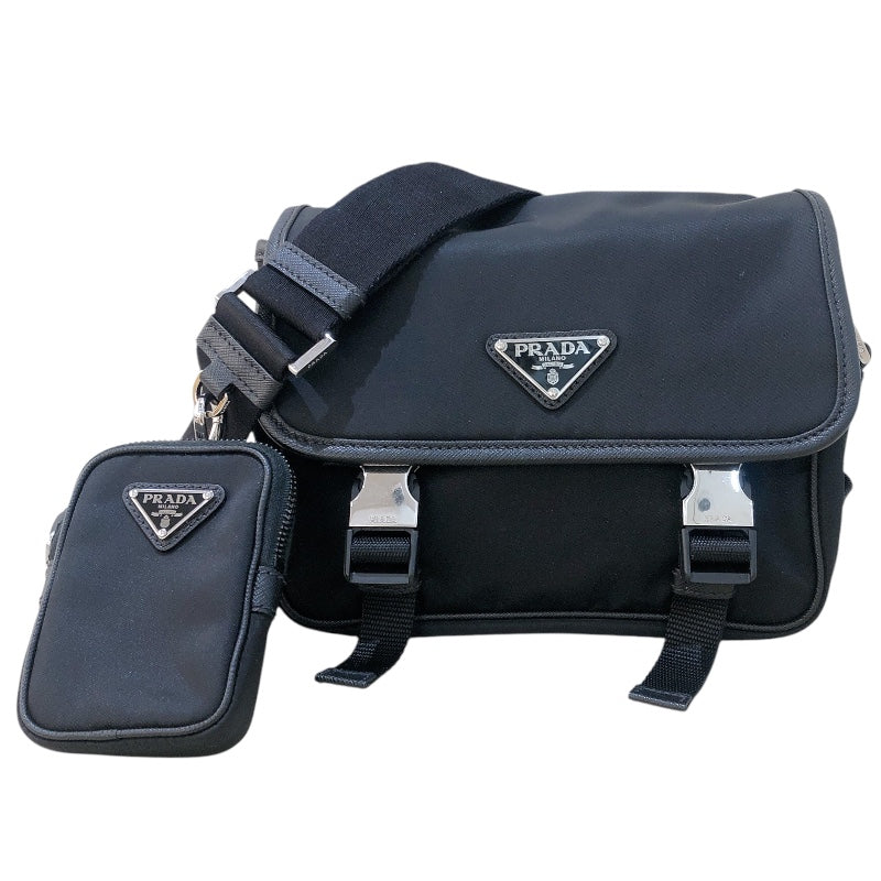 プラダ PRADA Re-Nylon xサフィアーノレザー ショルダーバッグ 2VD034 ブラック シルバー金具 ナイロン ナイロン メン |  中古ブランドリユースショップ OKURA(おお蔵)