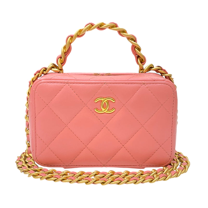 シャネル CHANEL トップハンドル ミニ チェーンバニティ ランダム品番 ピンク ゴールド金具 ラムスキン レディース ショルダーバッグ |  中古ブランドリユースショップ OKURA(おお蔵)