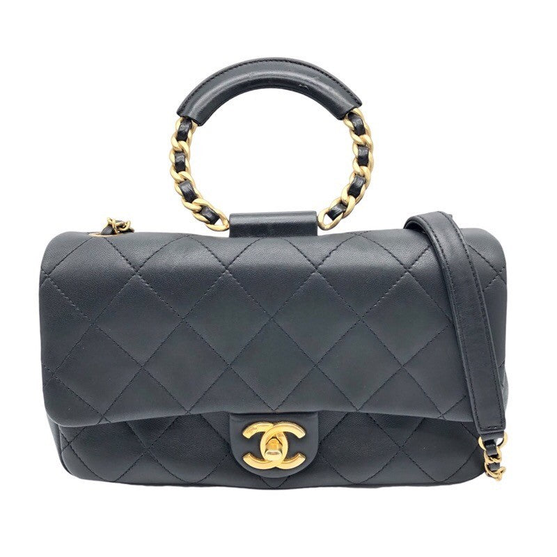 シャネル CHANEL ループハンドルフラップバッグ ブラック×GD金具 ラムスキン レディース ショルダーバッグ | 中古ブランドリユースショップ  OKURA(おお蔵)