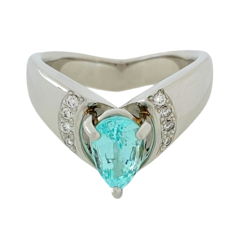 Pt900 パライバトルマリン ダイヤモンドリング