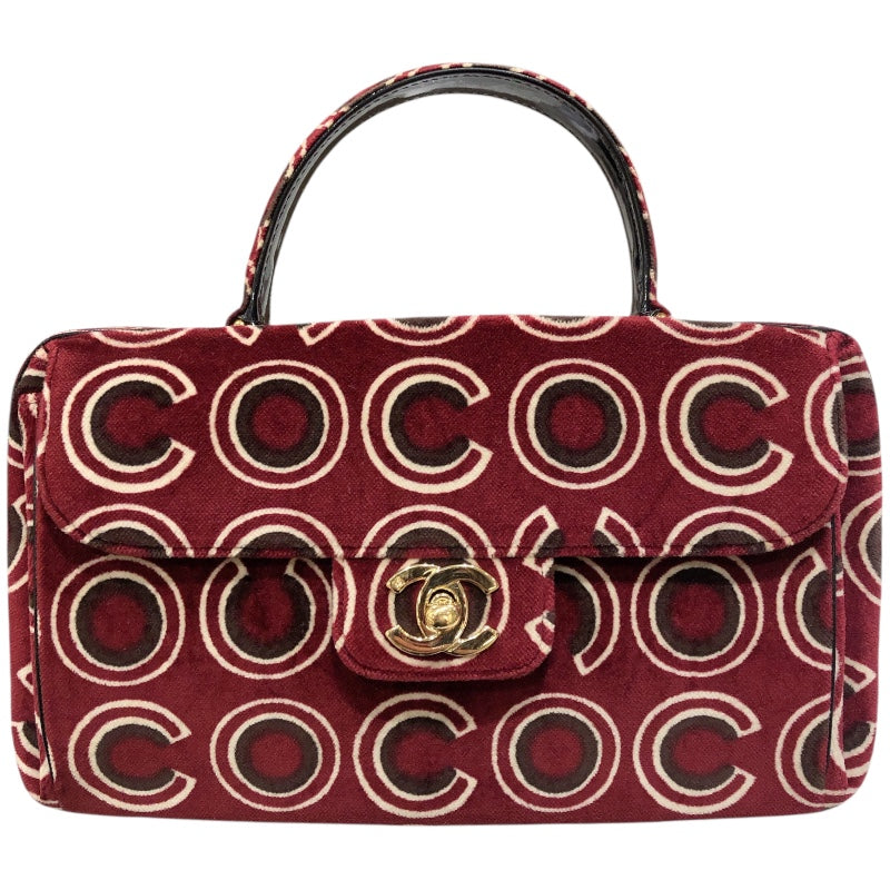 シャネル CHANEL ベロア COCO ハンド レッド GD金具 ベロア レディース
