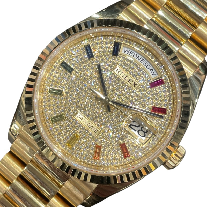ロレックス ROLEX デイデイト レインボーインデックスダイヤ 128238