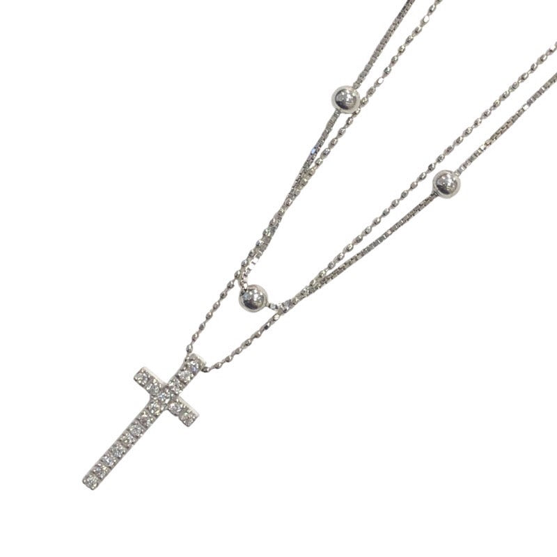 クロスモチーフ ダイヤネックレス K18WG ダイヤモンド