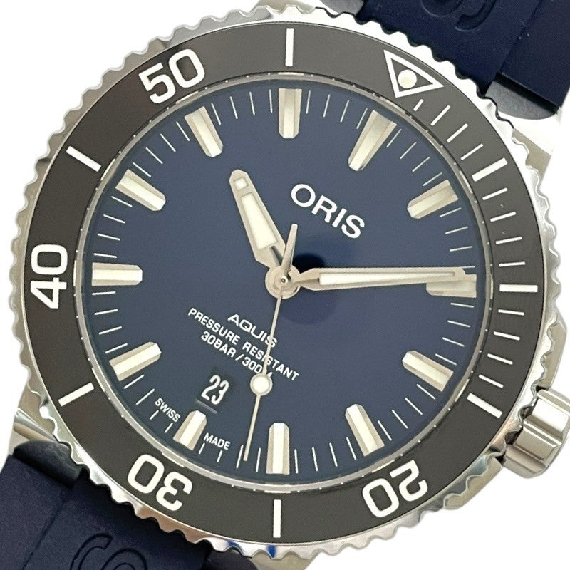 オリス ORIS アクイス デイト 01.733.7730.4135 ブルー SS/ラバーベルト メンズ 腕時計