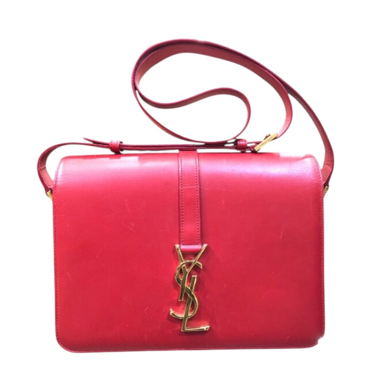 イヴ サンローラン リボン サテン ショルダーバッグ ポシェット レッド