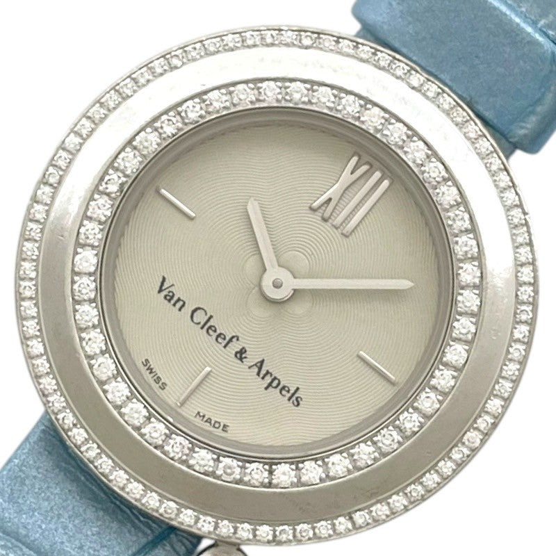 ヴァンクリーフ＆アーペル Van Cleef & Arpels チャーム ミニ ウォッチ VCAR029A00 シルバー K18WG/革ベルト クオーツ レディース 腕時計 ヴァンクリーフ＆アーペル Van Cleef & Arpels チャーム ミニ ウォッチ