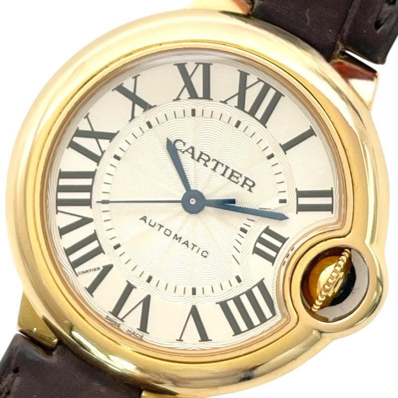 カルティエ Cartier バロンブルー 33MM W6920069 シルバー K18PG/革ベルト 自動巻き レディース 腕時計 |  中古ブランドリユースショップ OKURA(おお蔵)