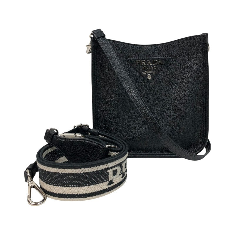 プラダ PRADA ヴィッテロダイノソフトレザーミニショルダーバッグ 1BH191 ブラック シルバー金具 ヴィッテロダイノレザー レディー | 中古 ブランドリユースショップ OKURA(おお蔵)