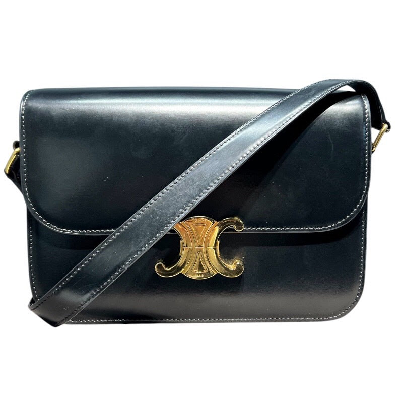 セリーヌ CELINE トリオンフショルダーバッグ ブラック ゴールド金具  