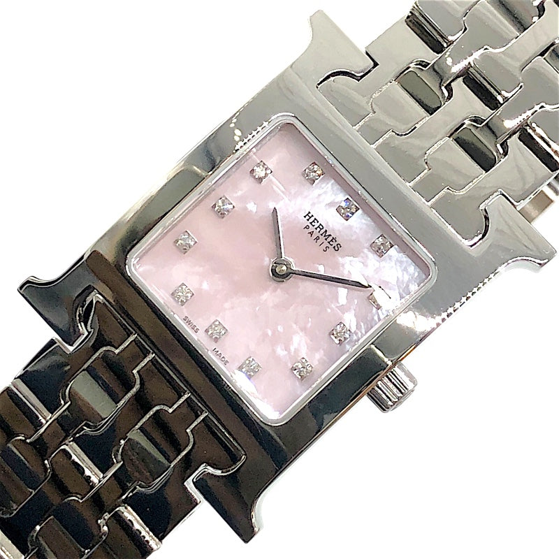 2025人気の エルメス HERMES ステンレス シルバー×ピンク HH1.210 Hウォッチ 時計