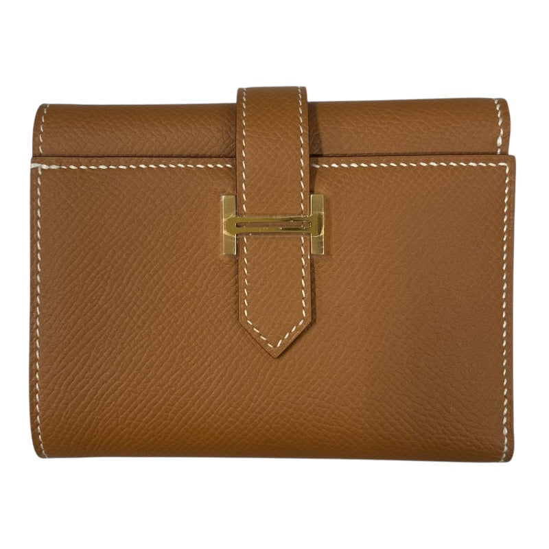 極美品✨ HERMES べアン ヴォーエプソン ゴールド □B刻印 長財布 箱付 エルメス HERMES べアンコンビネ B刻 ゴールド ゴールド金具