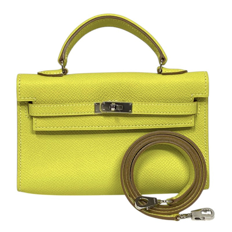 エルメス HERMES タイニーケリー □O刻 ライム シルバー金具