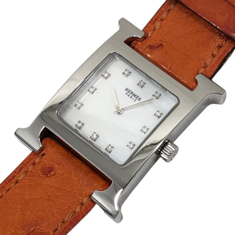 HERMES ホワイトレザー 腕時計 Hウォッチ